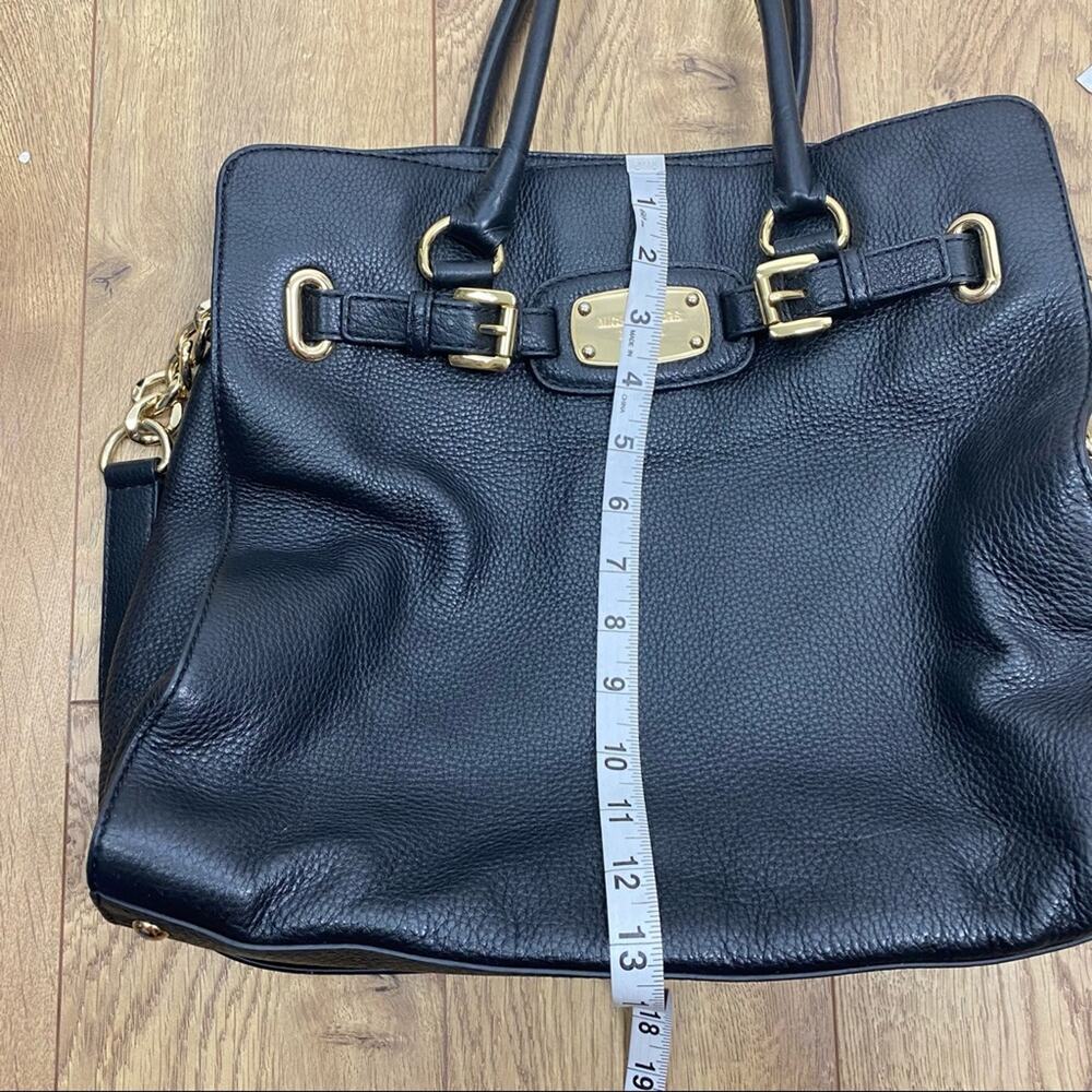 Michael Kors Hamilton Bag Black Leather Crossbody Gold Chain Large Size - Picture 6 of 9